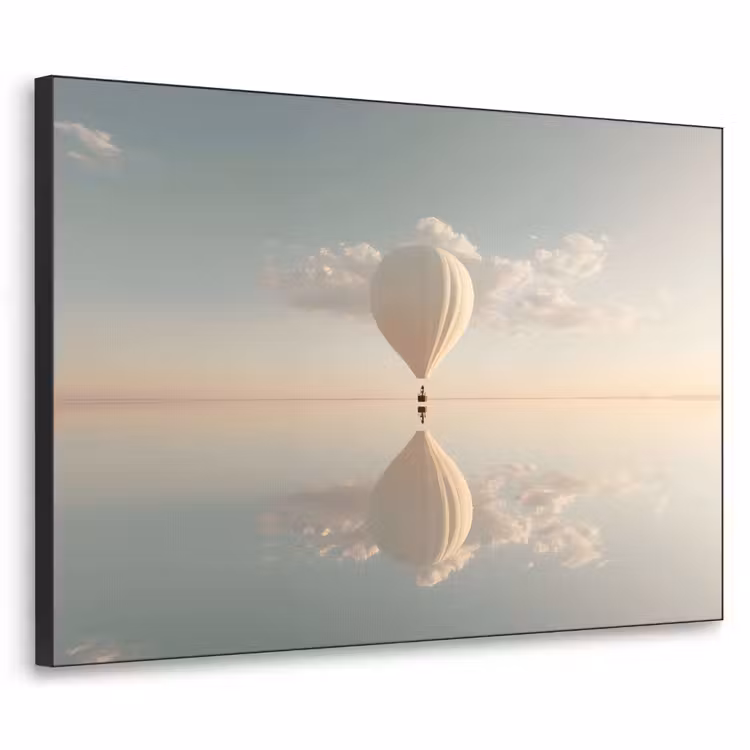 Luchtballon - Wolken - Water - Blauw Textielframe zwart klein -3d