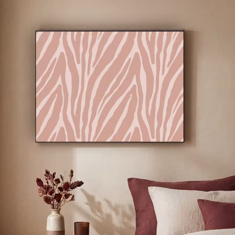 Lichtroze - Zebra - Patroon - Donkerroze Textielframe - compleet frame klein 947 -sfeer1