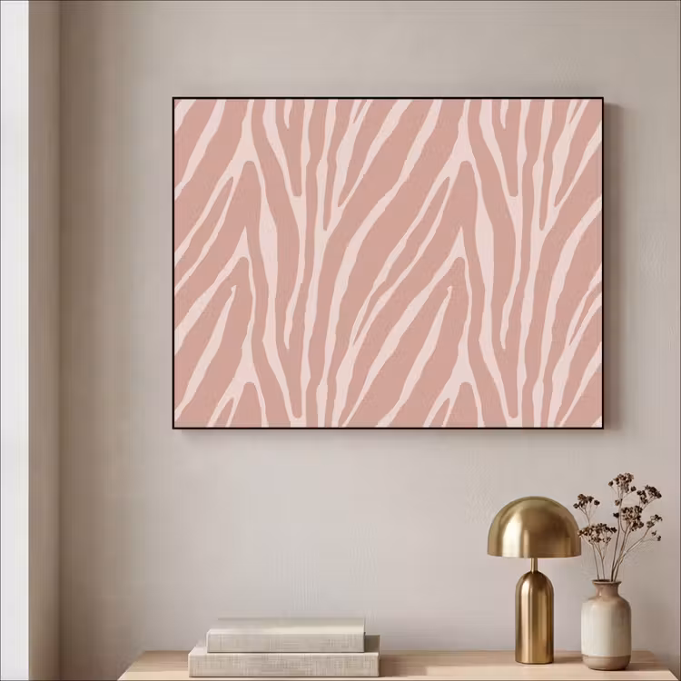 Lichtroze - Zebra - Patroon - Donkerroze Textielframe zwart klein 947 -sfeer2