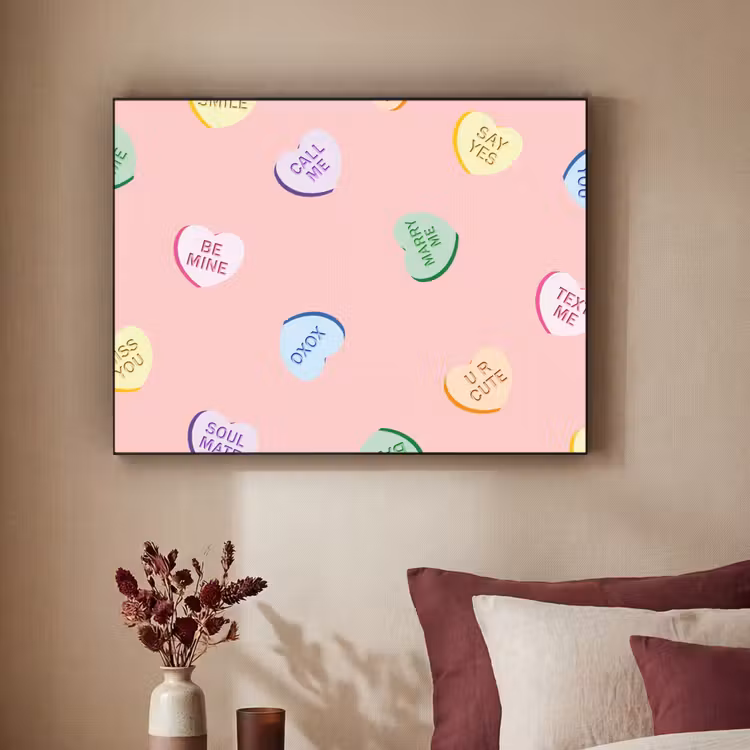 Hart - Snoep - Pastel - Tekst Textielframe - compleet frame klein -sfeer1