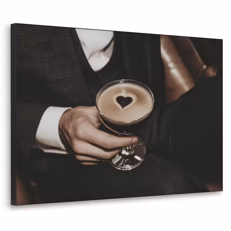 Hartje - Cocktail - Espresso Martini - Hand Textielframe zwart klein -3d