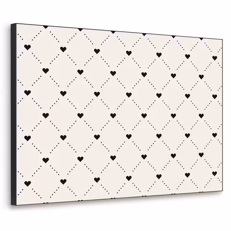 Hart - Dotline - Wit - Zwart Textielframe zwart klein 947 -3d