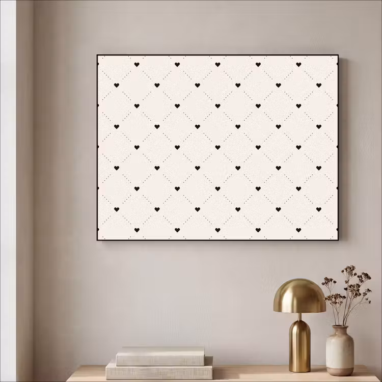 Hart - Dotline - Wit - Zwart Textielframe zwart klein 947 -sfeer2