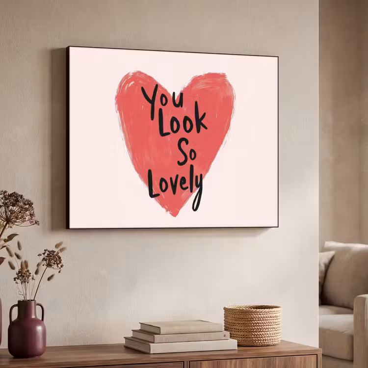 Hart - Rood - Valentijn Textielframe zwart klein -sfeer3