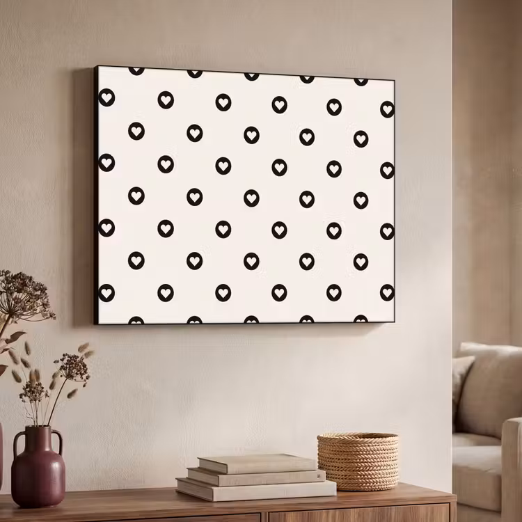 Hart - Rond - Wit - Zwart Textielframe - compleet frame klein 947 -sfeer3