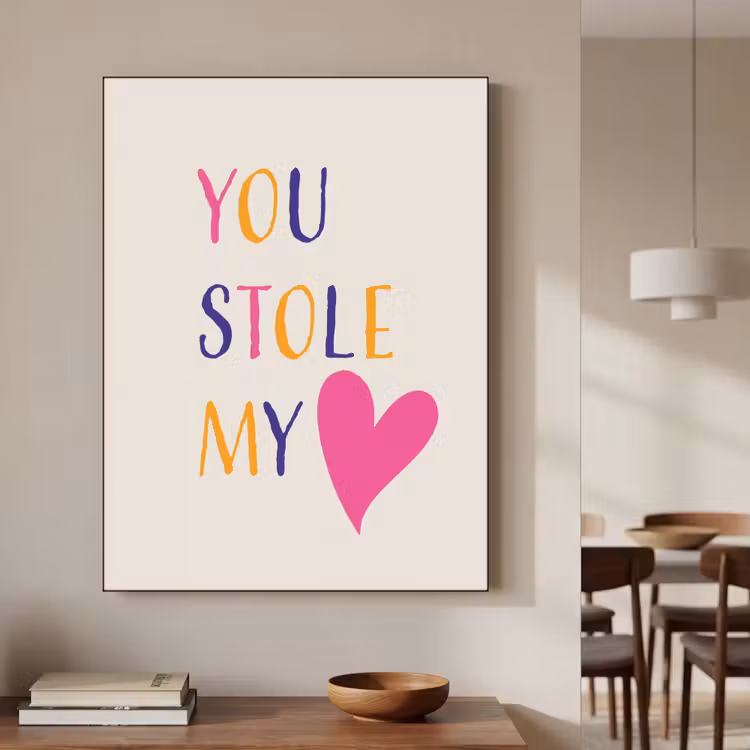 Hart - Valentijn - Tekst Textielframe zwart klein -sfeer2