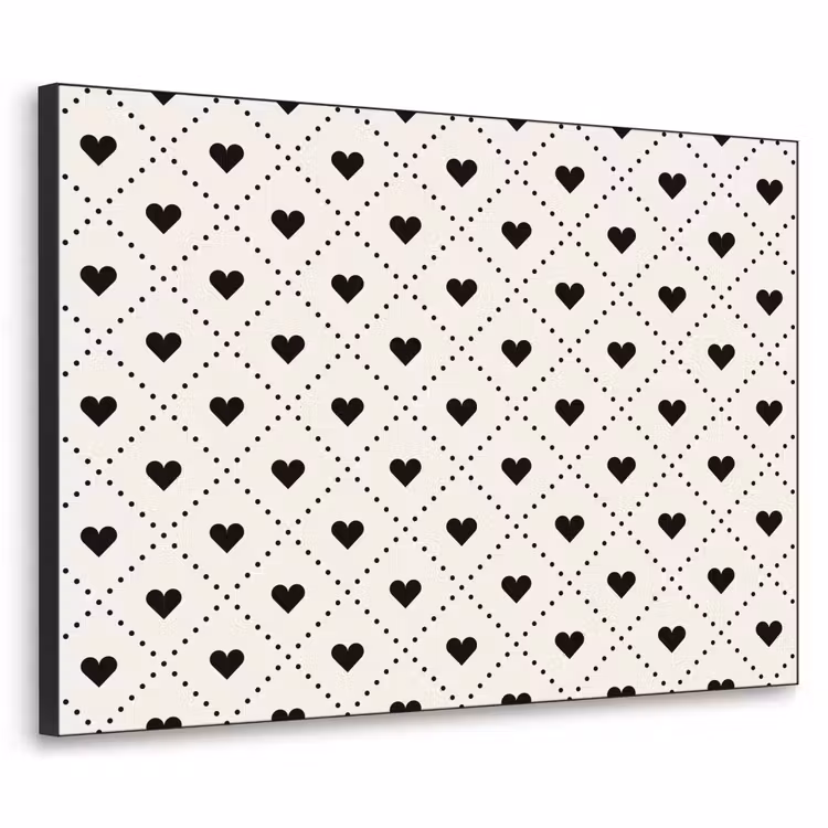 Hart - Vierhoek - Wit - Zwart Textielframe - compleet frame klein 947 -3d