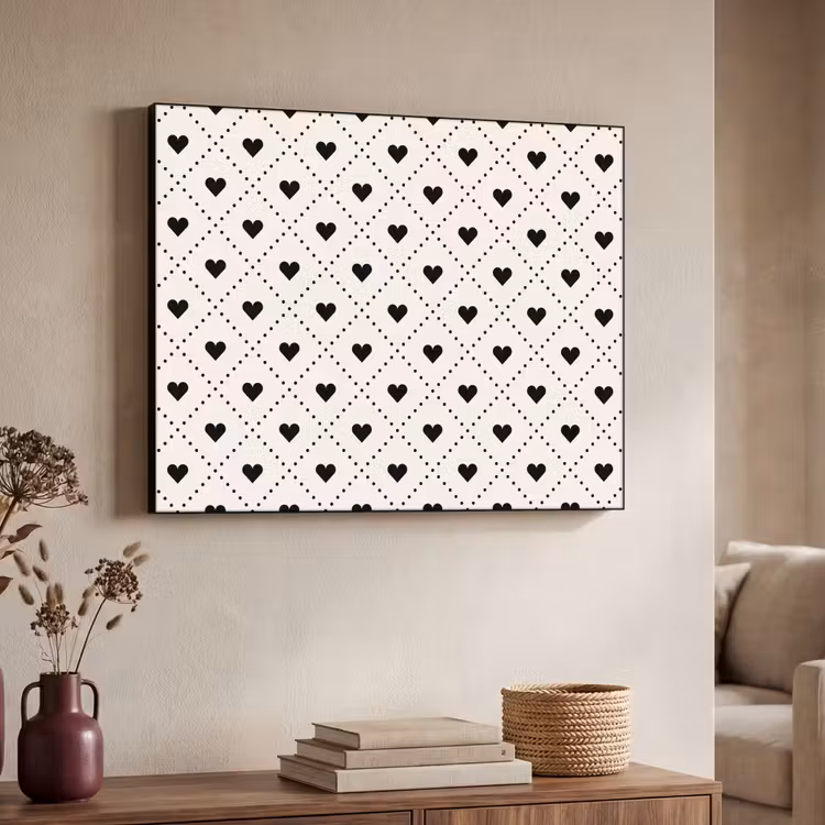 Hart - Vierhoek - Wit - Zwart Textielframe - compleet frame klein 947 -sfeer3