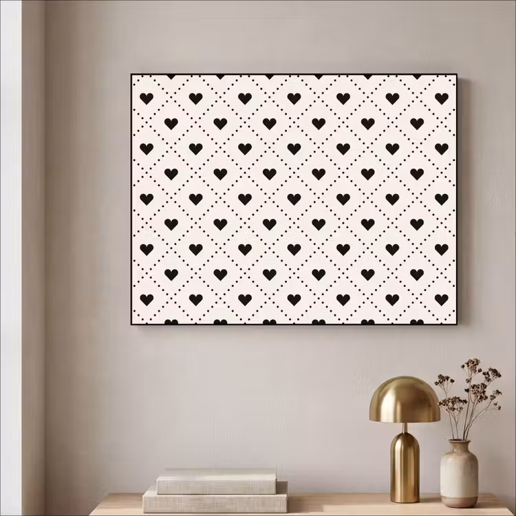 Hart - Vierhoek - Wit - Zwart Textielframe - compleet frame klein 947 -sfeer2