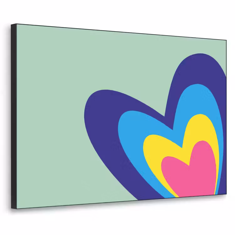 Hartjes - Kleurrijk - Valentijn Textielframe zwart klein -3d