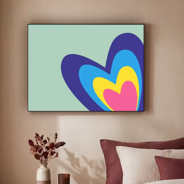 Hartjes - Kleurrijk - Valentijn Textielframe zwart klein -sfeer1