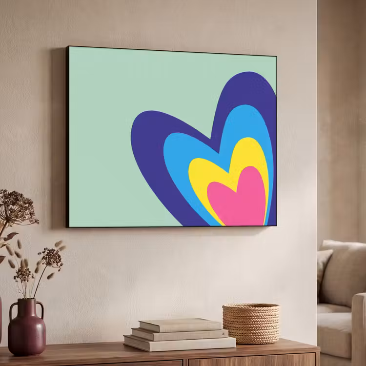 Hartjes - Kleurrijk - Valentijn Textielframe - compleet frame klein -sfeer3