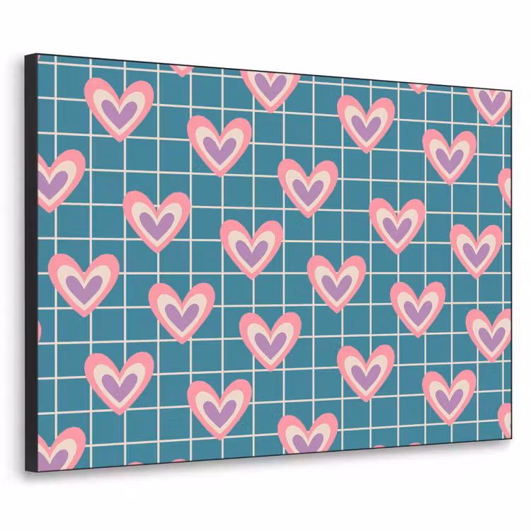 Hartjes - Raster - Patroon - Blauw Textielframe - compleet frame klein 947 -3d