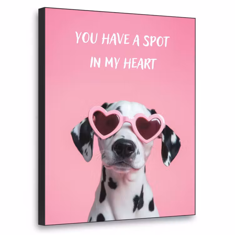 Hartjes - Hond - Valentijn - Roze Textielframe zwart klein -3d