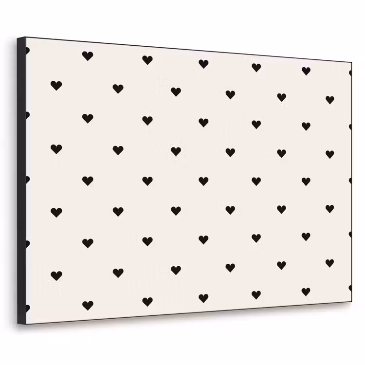 Harten - Liefde - Zwart - Wit Textielframe zwart klein 947 -3d