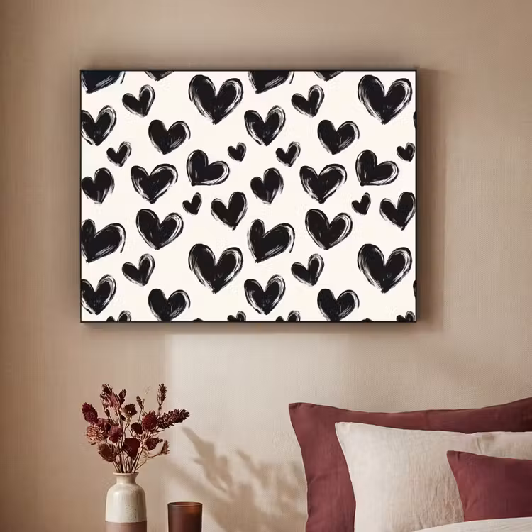 Hartjes - Patroon - Zwart Textielframe zwart klein 947 -sfeer1