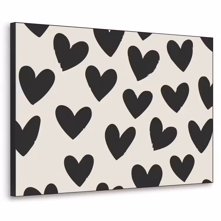 Hartjes - Zwart - Beige Textielframe - compleet frame klein -3d