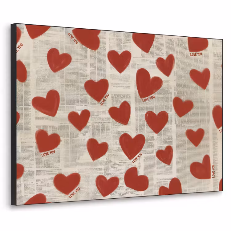 Hartjes - Krant - Loveyou Textielframe - compleet frame klein -3d
