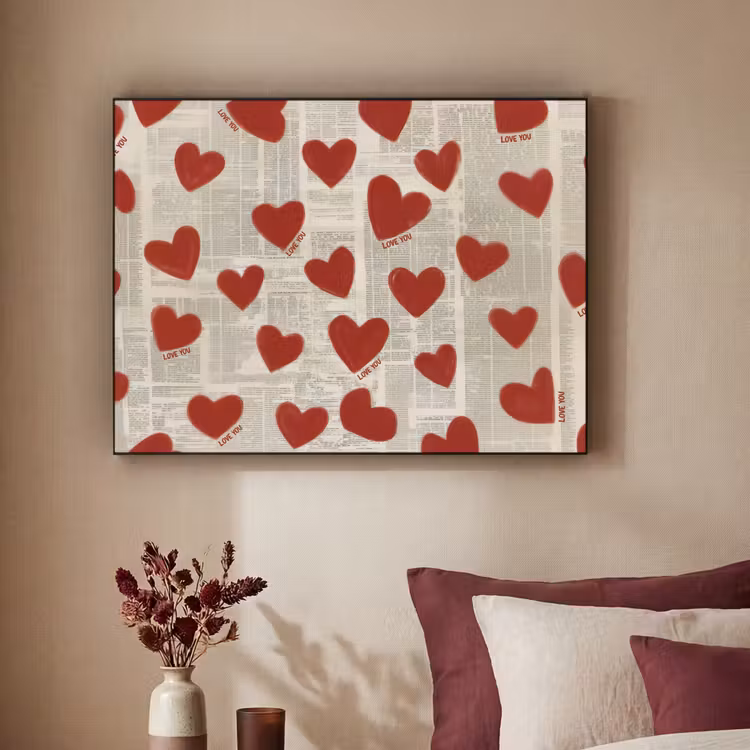 Hartjes - Krant - Loveyou Textielframe zwart klein -sfeer1