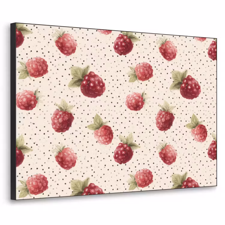 Framboos - Stippen - Rood Textielframe zwart klein 947 -3d