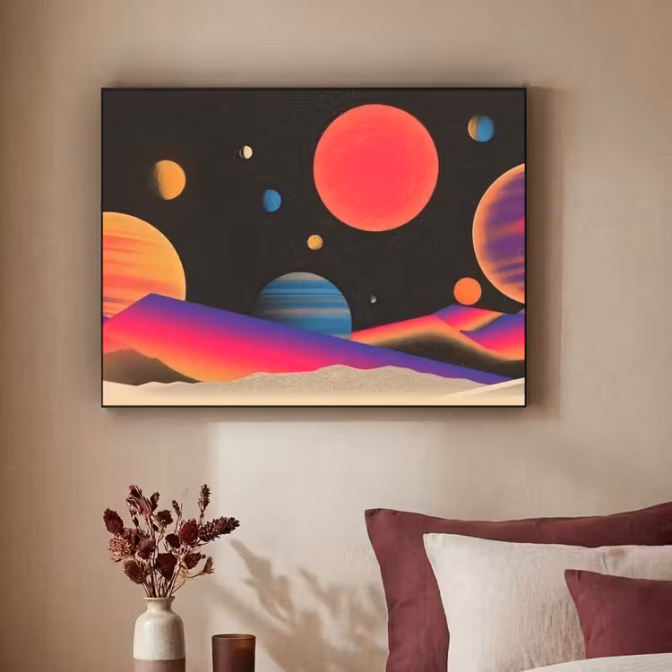 Hemel - Planeten - Felgekleurd Textielframe - compleet frame klein -sfeer1