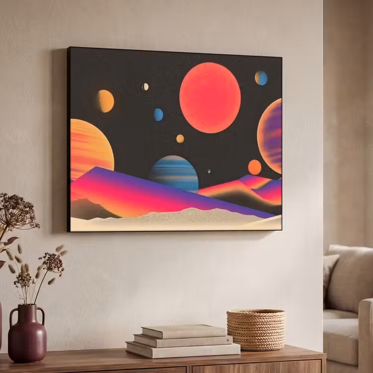 Hemel - Planeten - Felgekleurd Textielframe - compleet frame klein -sfeer3