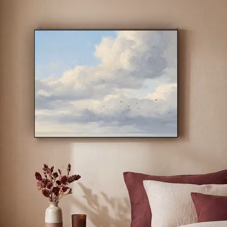 Lucht - Wolken - Natuur - Klassiek - Blauw Textielframe zwart klein -sfeer1