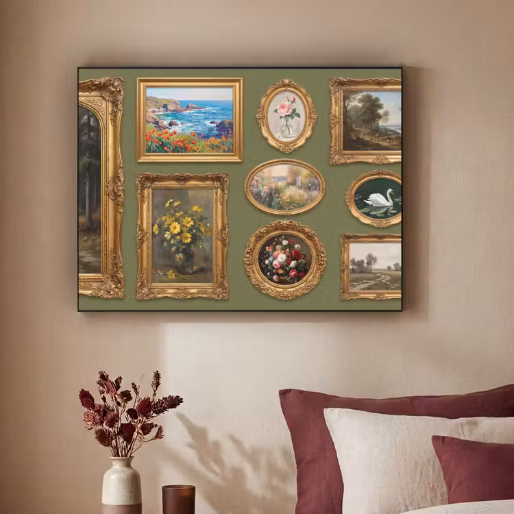 Hert - Bos - Natuur - Klassiek - Dieren Textielframe zwart klein -sfeer1