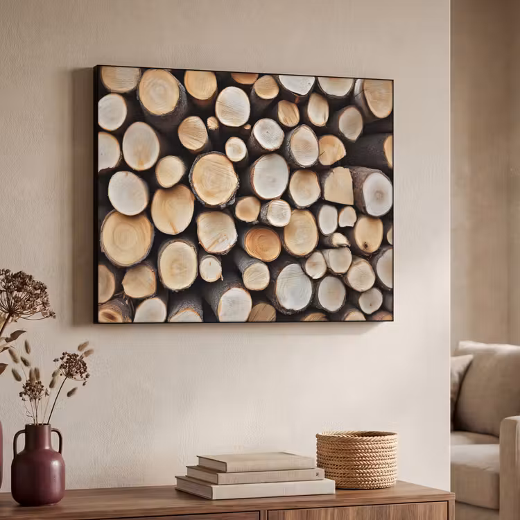 Hout - Boomstammen - Textuur Textielframe zwart klein -sfeer3