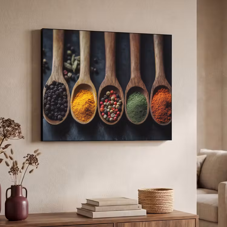 Houten - Lepels - Specerijen - Kruiden Textielframe zwart klein -sfeer3