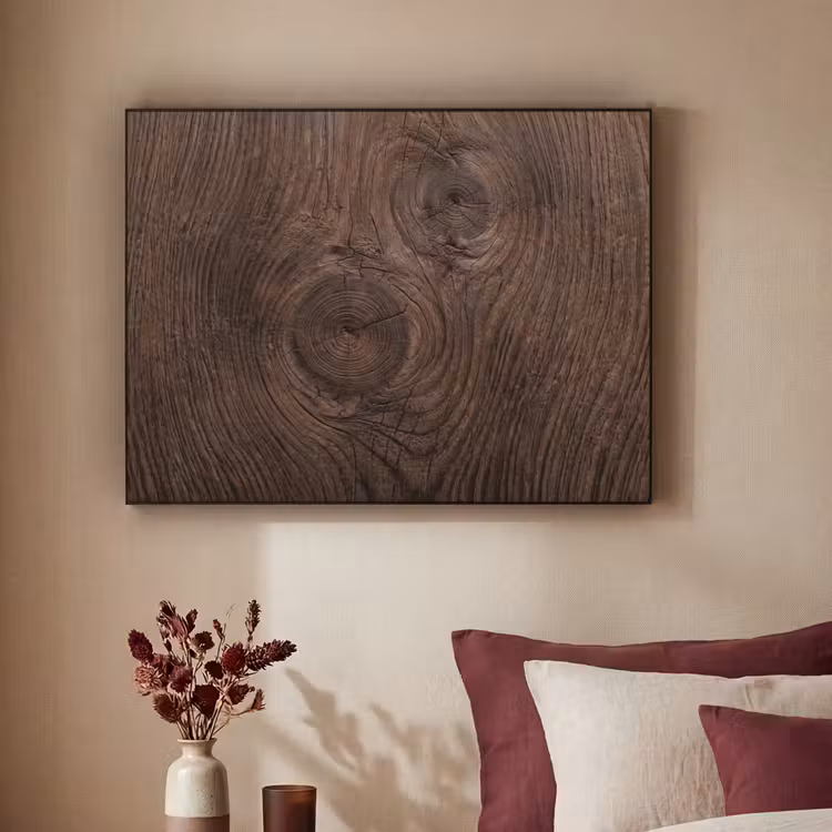 Houtnerf - Textuur - Patroon - Bruin - Rustiek Textielframe zwart klein -sfeer1
