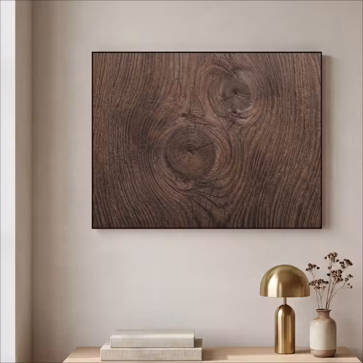 Houtnerf - Textuur - Patroon - Bruin - Rustiek Textielframe zwart klein -sfeer2