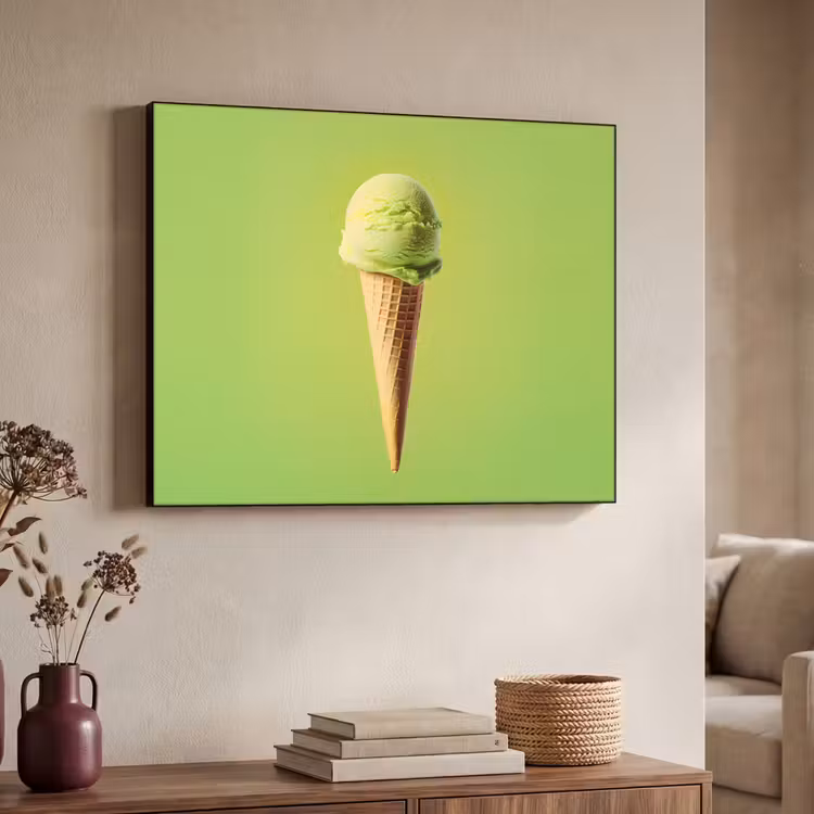 Hoorntje - Schepijs - Groen Textielframe zwart klein -sfeer3