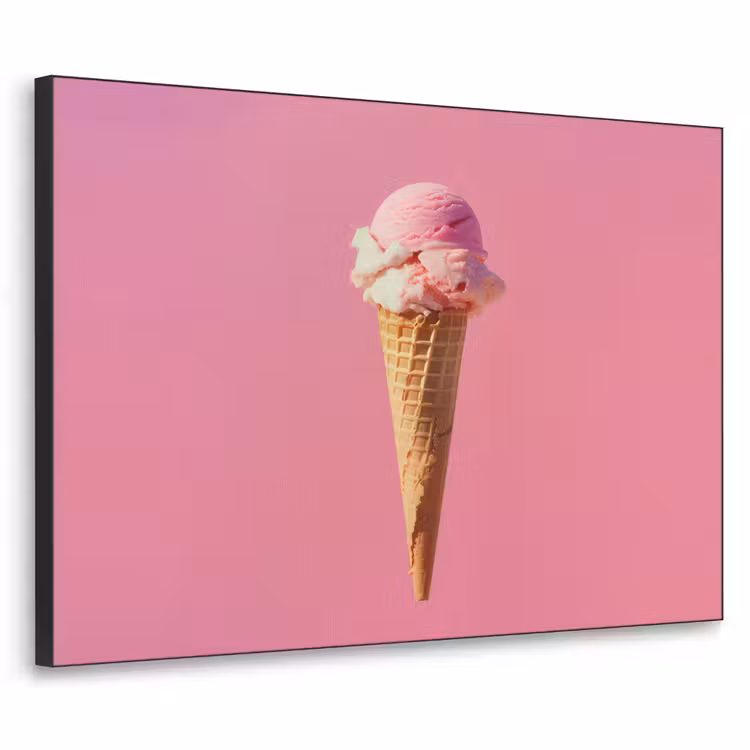 Hoorntje - Schepijs - Roze Textielframe zwart klein -3d
