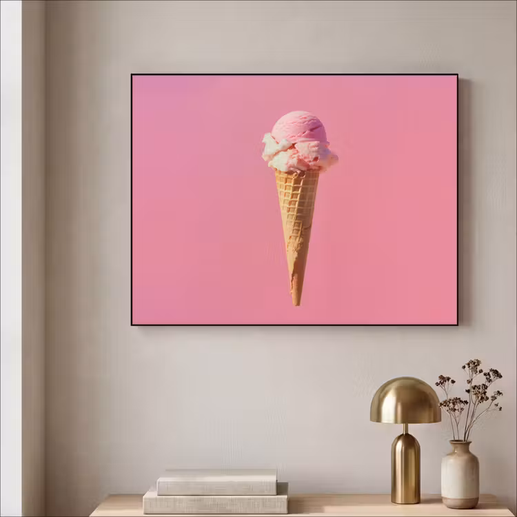 Hoorntje - Schepijs - Roze Textielframe - compleet frame klein -sfeer2