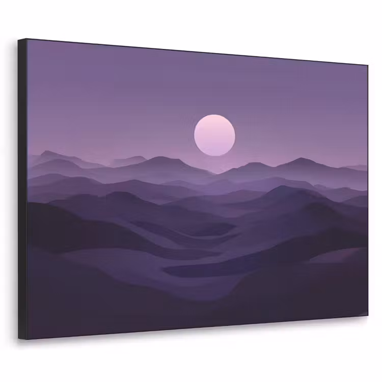 Heuvels - Paars - Mist - Zon Textielframe - compleet frame klein -3d