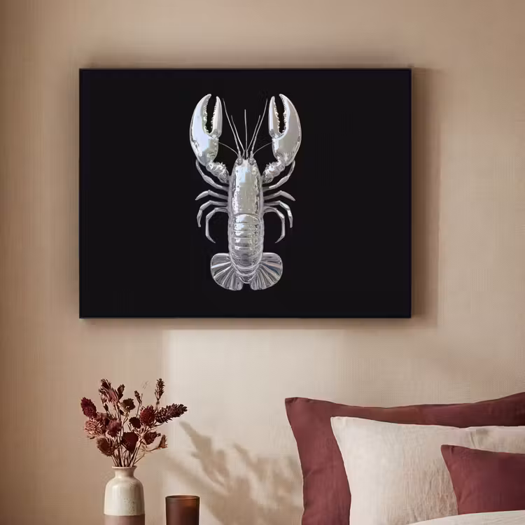 Kreeft - Zilver - Metallic - Luxe Textielframe - compleet frame klein -sfeer1