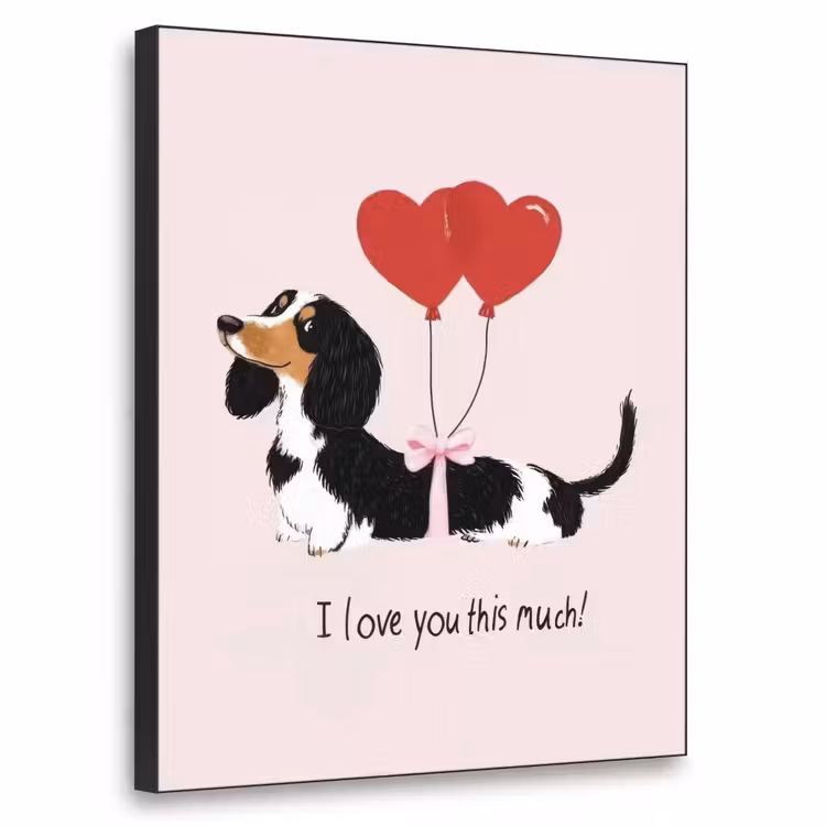 Hond - Teckel - Valentijn - Love Textielframe zwart klein -3d