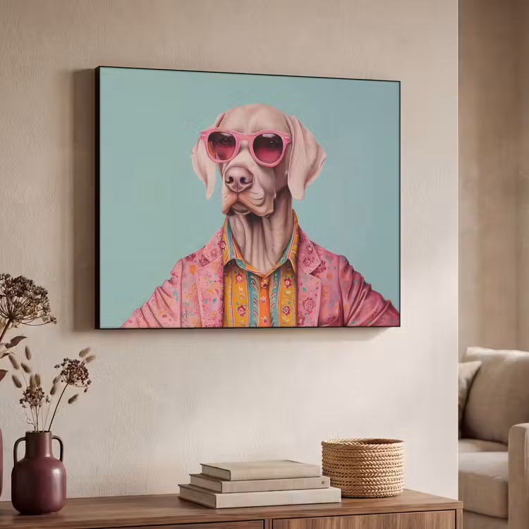 Hond - Overhemd - Bloemen - Bril Textielframe zwart klein -sfeer3