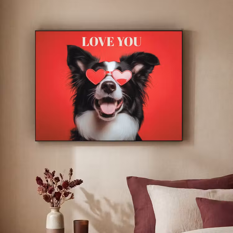 Hond - Hartjesbril - Loveyou - Rood Textielframe - compleet frame klein -sfeer1