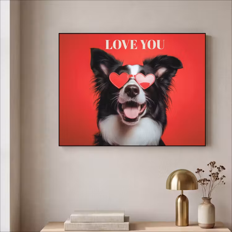 Hond - Hartjesbril - Loveyou - Rood Textielframe - compleet frame klein -sfeer2