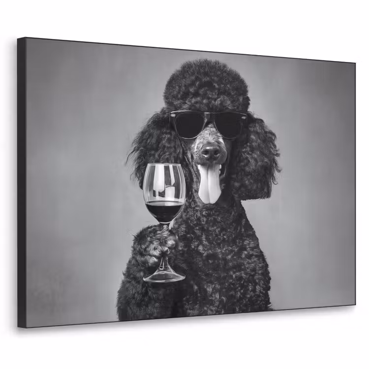 Hond - Krullen - Zonnebril - Wijn Textielframe - compleet frame klein -3d