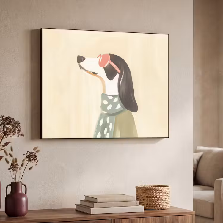 Hond - Zonnebril - Sjaal Textielframe zwart klein -sfeer3