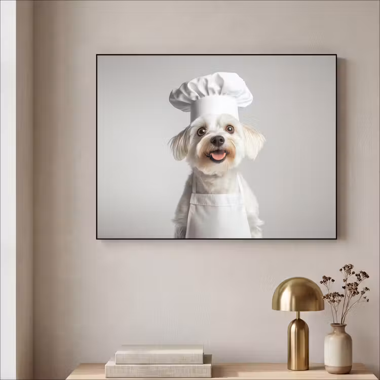 Hond - Wit - Kok Textielframe - compleet frame klein -sfeer2