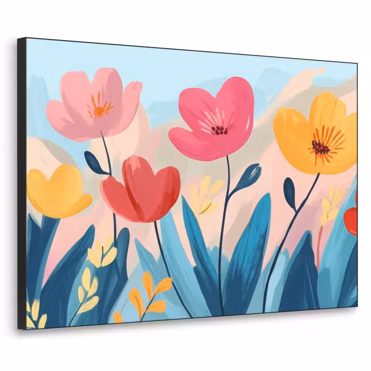 Illustratie - Bloemen - Kleurrijk Textielframe - compleet frame klein -3d
