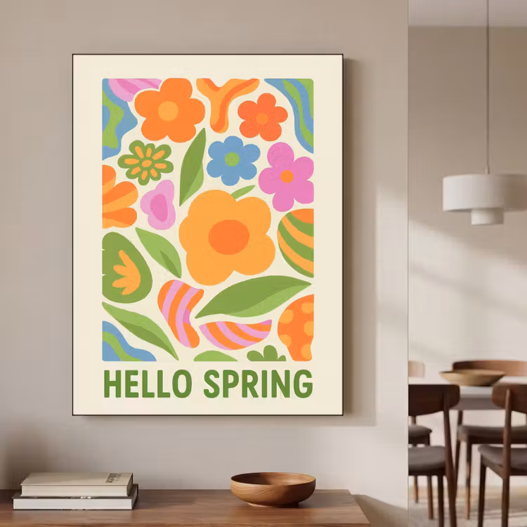 Illustratie - Bloemen - Quote - Kleurrijk Textielframe zwart klein -sfeer2
