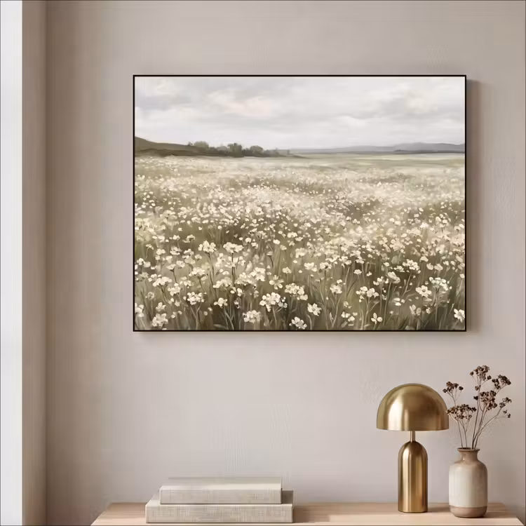 Illustratie - Landschap - Wit Textielframe zwart klein -sfeer2