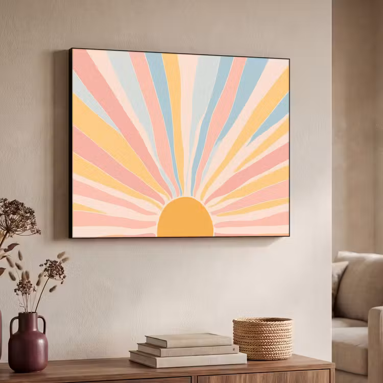 Illustratie - Zon - Pastelkleuren Textielframe - compleet frame klein -sfeer3