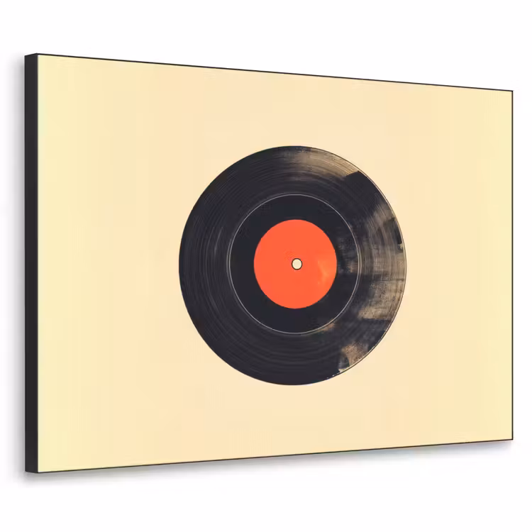 Illustratie - Vinylplaat - Beige - Vintage Textielframe zwart klein -3d