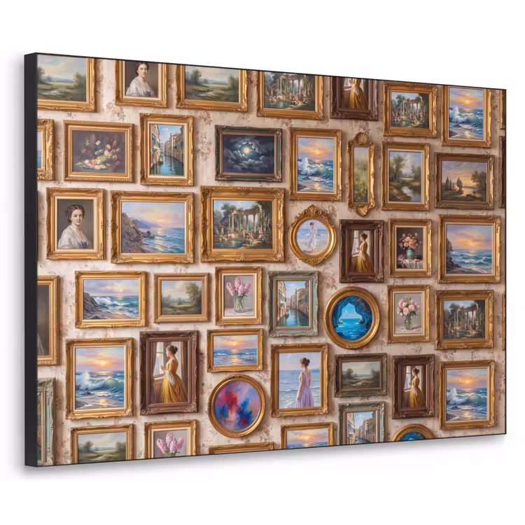 Interieur - Kunst - Collectie - Klassiek - Goud Textielframe zwart klein -3d